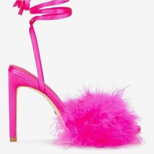 RAYE Hot Pink Feathered Heels